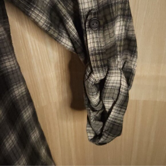 Billabong Womens Blue Plaid Fringe Cotton Open Front Top Medium - Picture 4 of 6